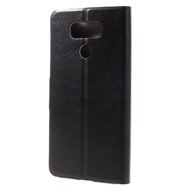 Handy Hülle für LG G6 - Crazy Horse Leder Case - mit Standfunktion - schwarz