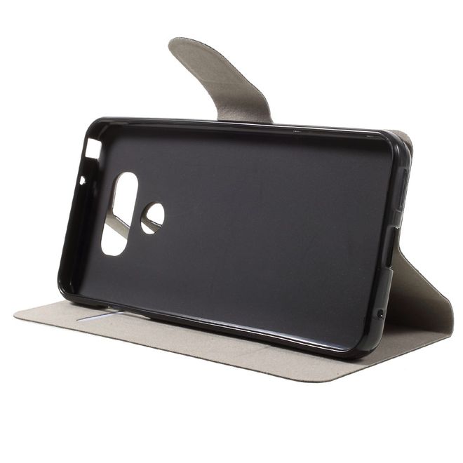 Handy Hülle für LG G6 - Crazy Horse Leder Case - mit Standfunktion - schwarz