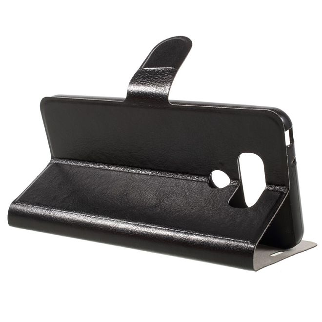 Handy Hülle für LG G6 - Crazy Horse Leder Case - mit Standfunktion - schwarz