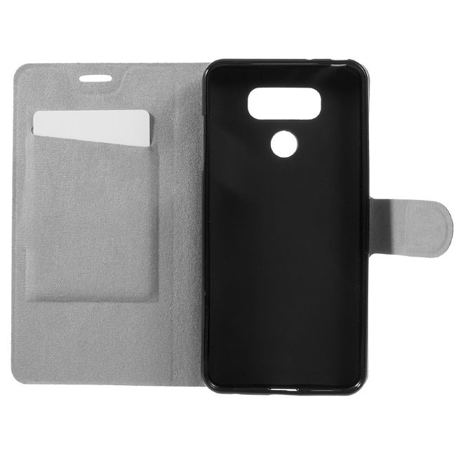 Handy Hülle für LG G6 - Crazy Horse Leder Case - mit Standfunktion - schwarz