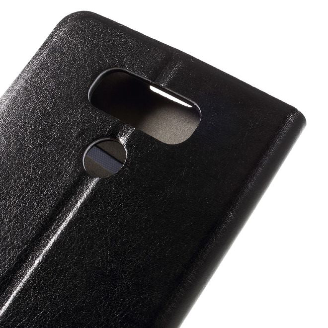 Handy Hülle für LG G6 - Crazy Horse Leder Case - mit Standfunktion - schwarz