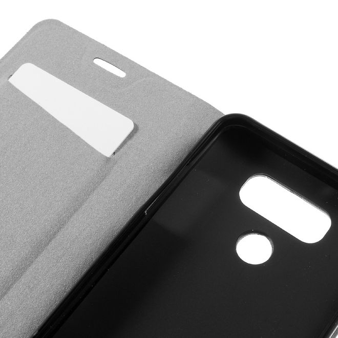 Handy Hülle für LG G6 - Crazy Horse Leder Case - mit Standfunktion - schwarz