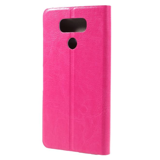 Handy Hülle für LG G6 - Crazy Horse Leder Case - mit Standfunktion - rosa