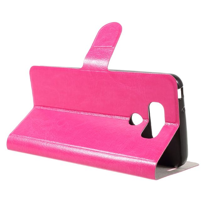 Handy Hülle für LG G6 - Crazy Horse Leder Case - mit Standfunktion - rosa