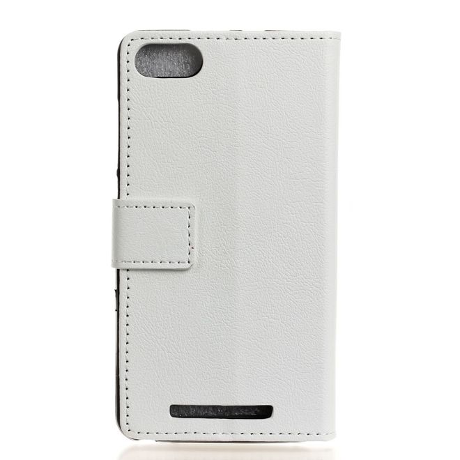 Wiko Lenny 3 Hülle - Handy Case aus Leder - mit Litchitextur - weiss
