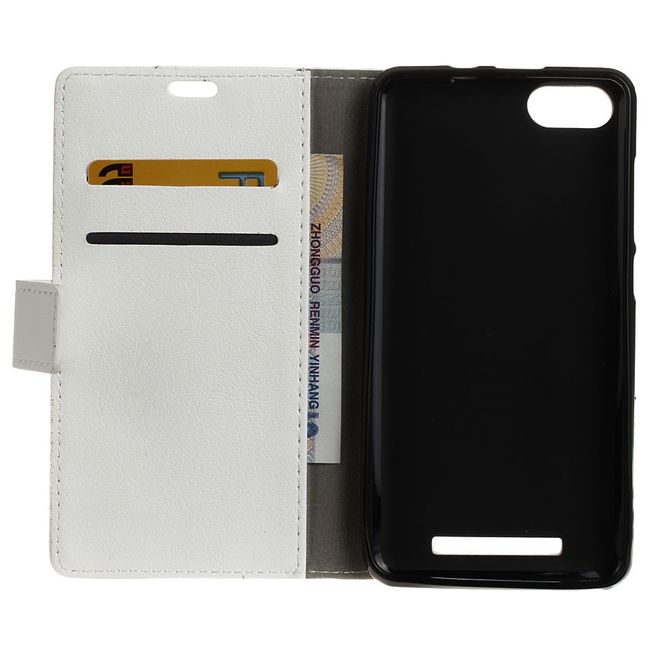 Wiko Lenny 3 Hülle - Handy Case aus Leder - mit Litchitextur - weiss