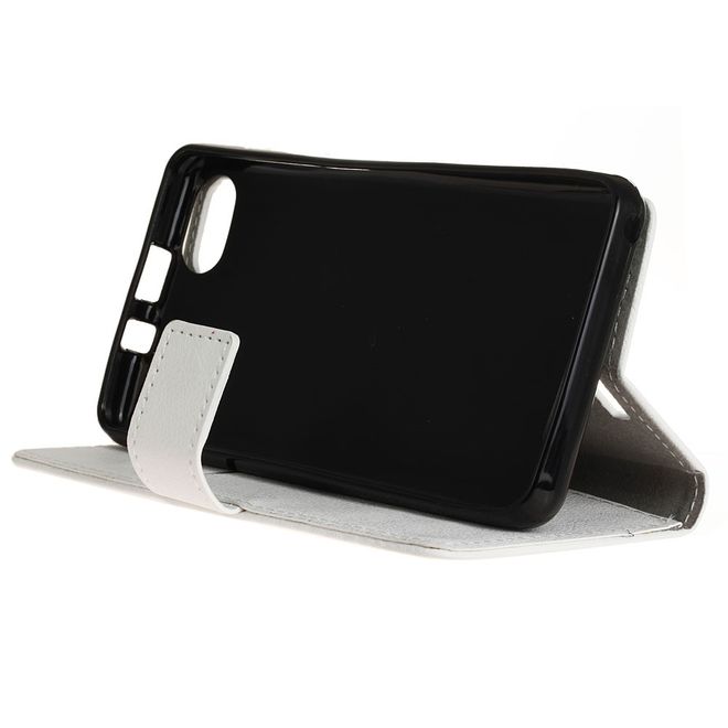 Wiko Lenny 3 Hülle - Handy Case aus Leder - mit Litchitextur - weiss