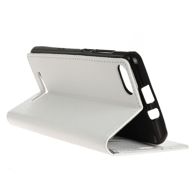 Wiko Lenny 3 Hülle - Handy Case aus Leder - mit Litchitextur - weiss