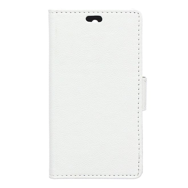 Wiko Lenny 3 Hülle - Handy Case aus Leder - mit Litchitextur - weiss