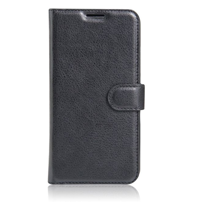 Wiko U Feel Go Handy Hülle - Case aus Leder - mit Litchitextur und Standfunktion - schwarz