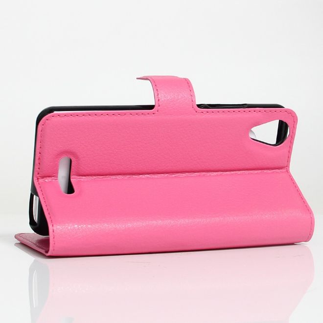 Wiko U Feel Go Handy Hülle - Case aus Leder - mit Litchitextur und Standfunktion - rosa