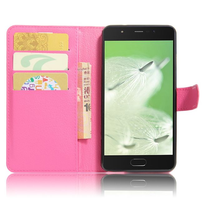 Wiko U Feel Go Handy Hülle - Case aus Leder - mit Litchitextur und Standfunktion - rosa