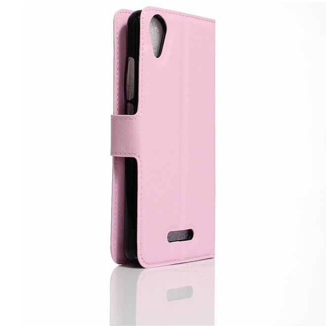Wiko U Feel Go Handy Hülle - Case aus Leder - mit Litchitextur und Standfunktion - pink