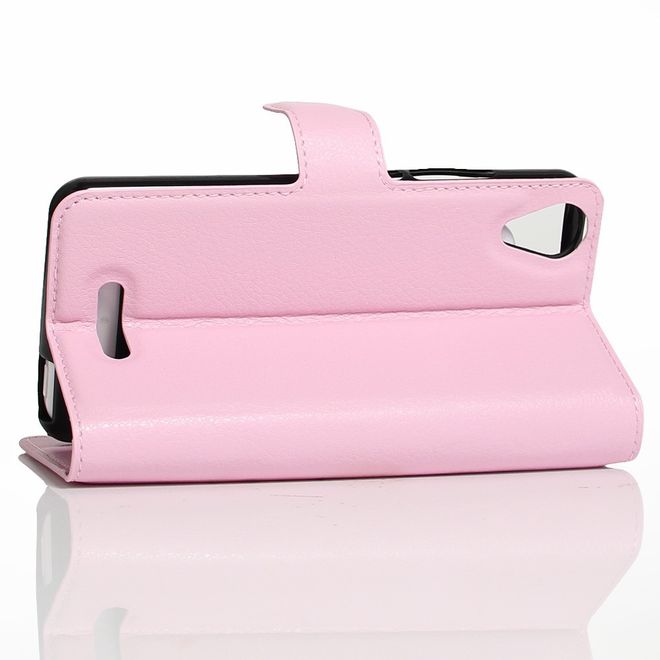 Wiko U Feel Go Handy Hülle - Case aus Leder - mit Litchitextur und Standfunktion - pink