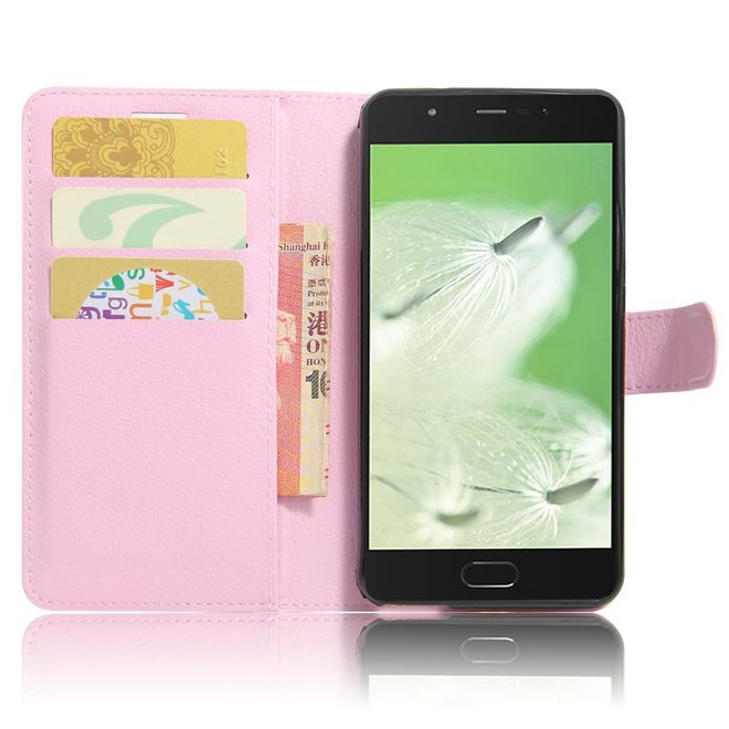 Wiko U Feel Go Handy Hülle - Case aus Leder - mit Litchitextur und Standfunktion - pink