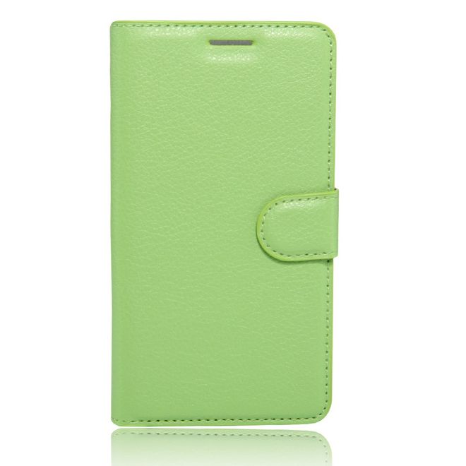 Wiko U Feel Go Handy Hülle - Case aus Leder - mit Litchitextur und Standfunktion - grün