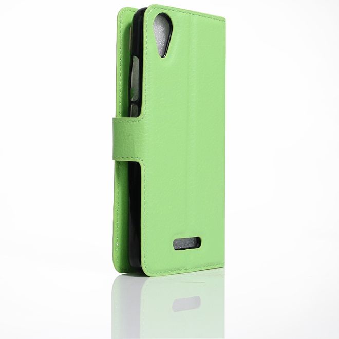 Wiko U Feel Go Handy Hülle - Case aus Leder - mit Litchitextur und Standfunktion - grün