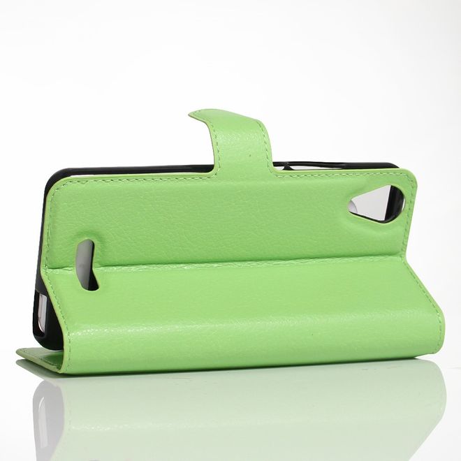 Wiko U Feel Go Handy Hülle - Case aus Leder - mit Litchitextur und Standfunktion - grün