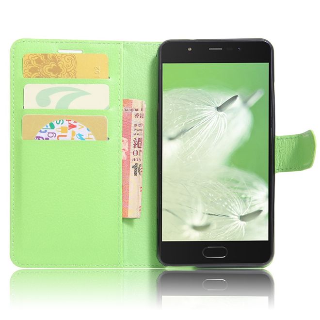 Wiko U Feel Go Handy Hülle - Case aus Leder - mit Litchitextur und Standfunktion - grün