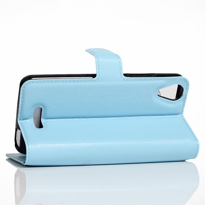 Wiko U Feel Go Handy Hülle - Case aus Leder - mit Litchitextur und Standfunktion - hellblau