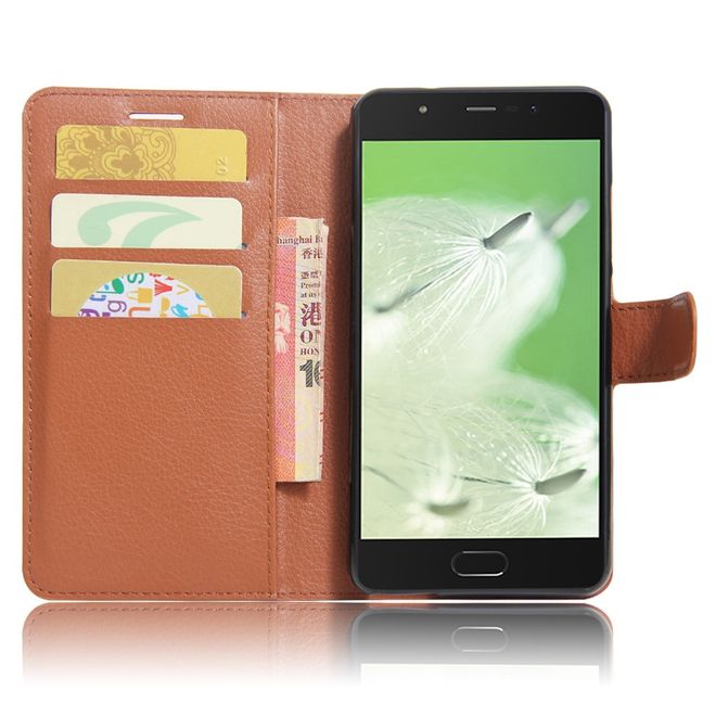 Wiko U Feel Go Handy Hülle - Case aus Leder - mit Litchitextur und Standfunktion - braun
