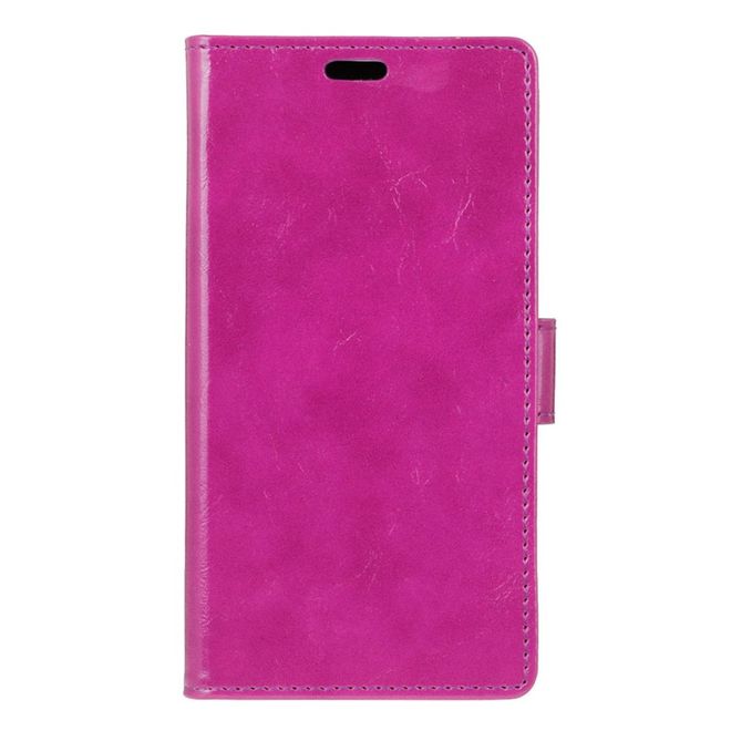 Hülle für Wiko U Feel Prime - Crazy Horse Leder Case - mit Kreditkartenslot - purpur