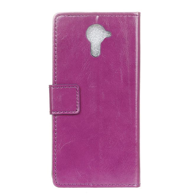 Hülle für Wiko U Feel Prime - Crazy Horse Leder Case - mit Kreditkartenslot - purpur