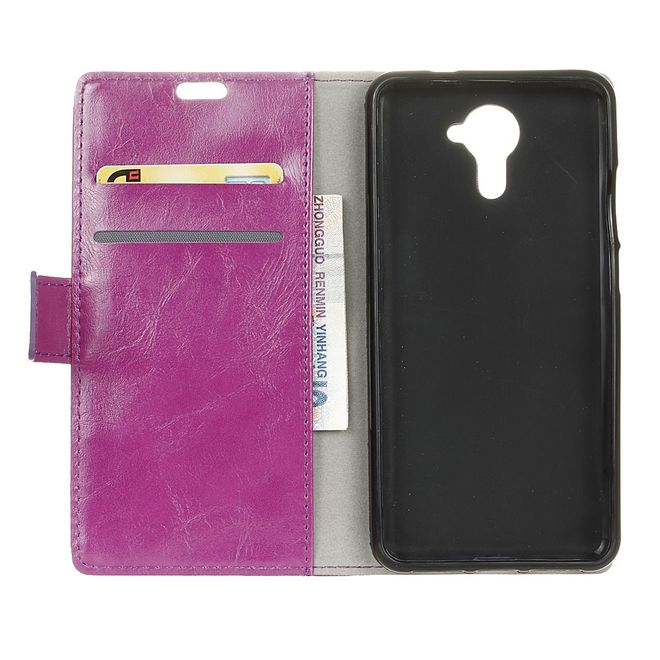 Hülle für Wiko U Feel Prime - Crazy Horse Leder Case - mit Kreditkartenslot - purpur