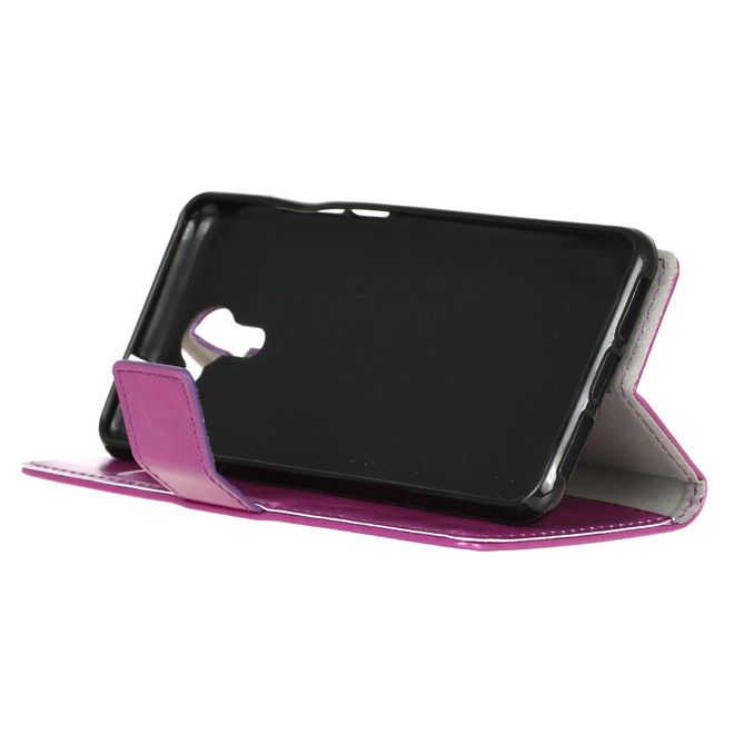 Hülle für Wiko U Feel Prime - Crazy Horse Leder Case - mit Kreditkartenslot - purpur