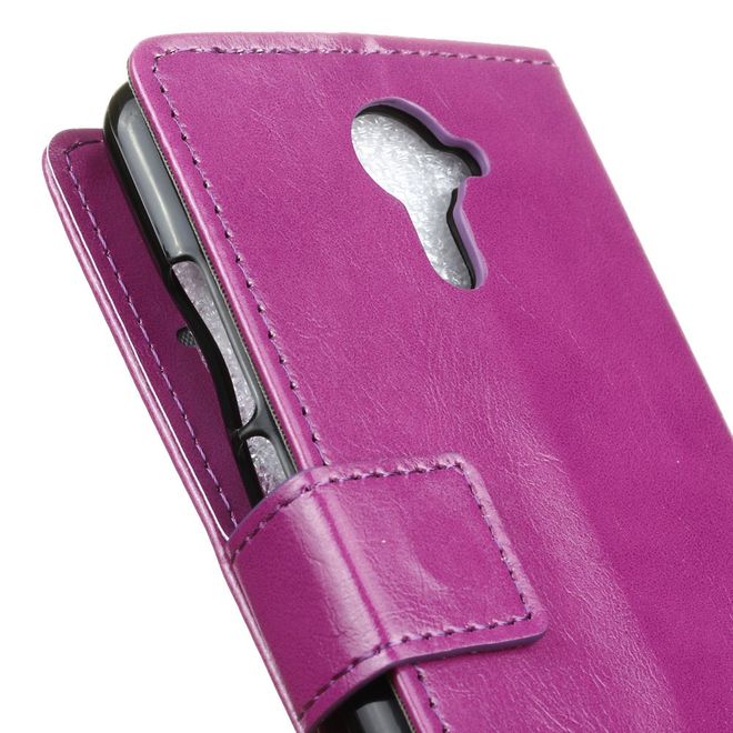 Hülle für Wiko U Feel Prime - Crazy Horse Leder Case - mit Kreditkartenslot - purpur