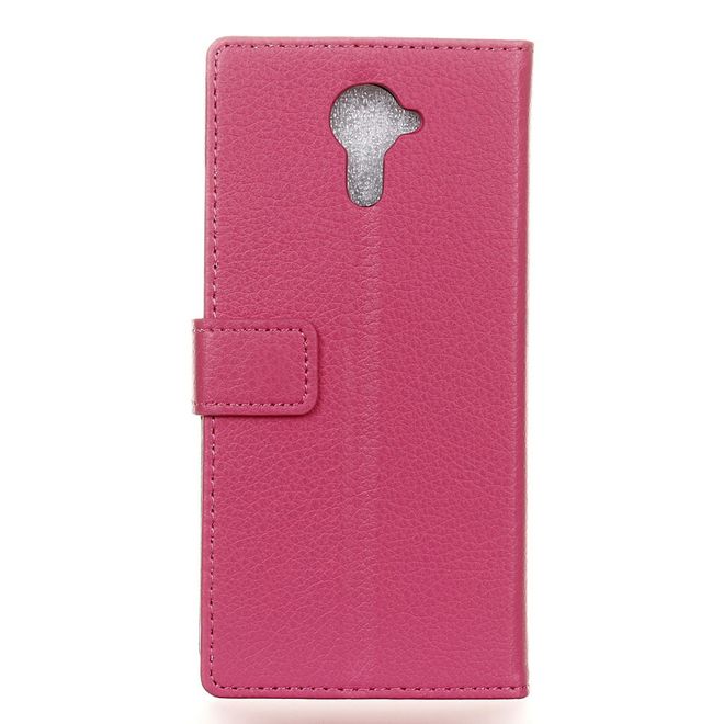 Wiko U Feel Prime Handy Hülle - Cover aus Leder - mit Litchitextur und Standfunktion - rosa