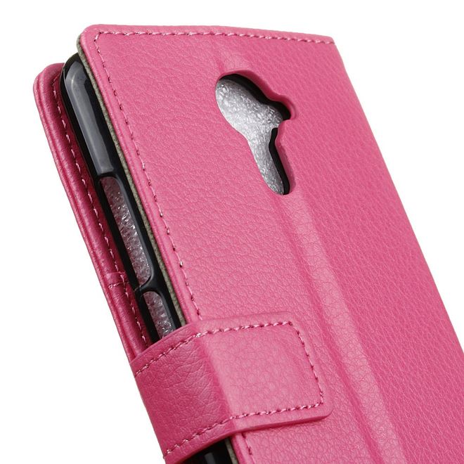 Wiko U Feel Prime Handy Hülle - Cover aus Leder - mit Litchitextur und Standfunktion - rosa