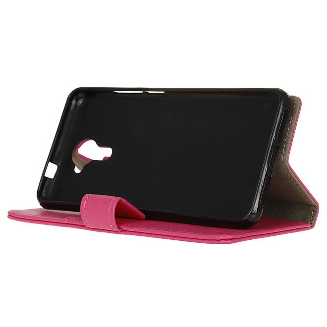 Wiko U Feel Prime Handy Hülle - Cover aus Leder - mit Litchitextur und Standfunktion - rosa