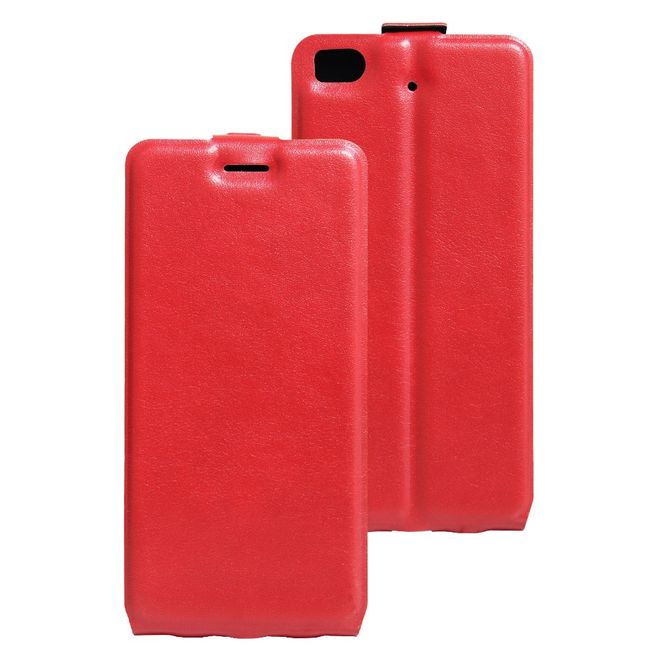 Handyhülle für Xiaomi Mi 5s - Leder Flip Case - vertikal - mit Fotofach - rot