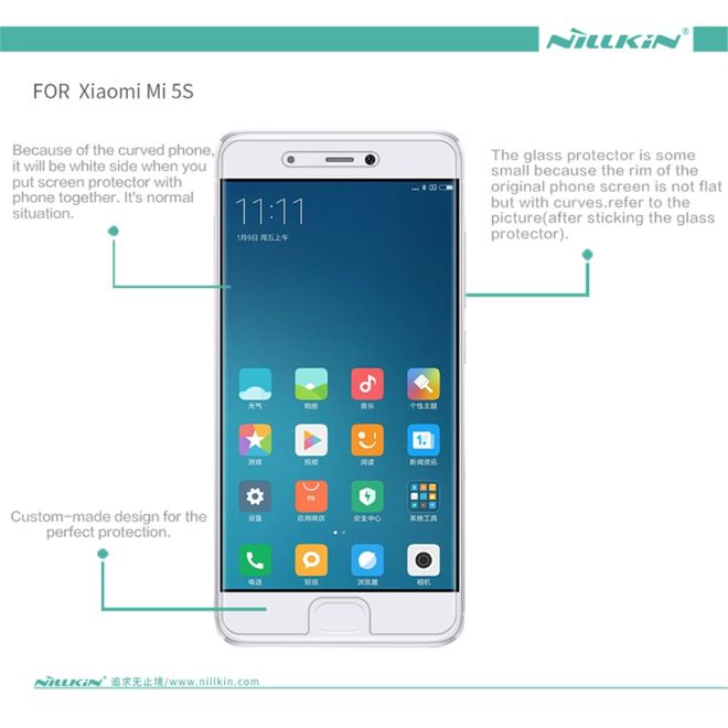 Nillkin - Xiaomi Mi 5s Schutzfolie - mit Anti-Fingerabdruck Beschichtung - klar