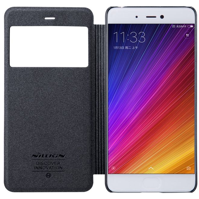 Nillkin - Case für Xiaomi Mi 5s - Hülle aus Leder - mit kleinem Fenster - Sparkle Series - schwarz