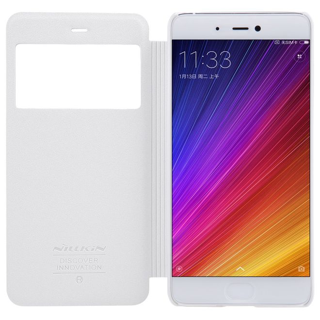 Nillkin - Case für Xiaomi Mi 5s - Hülle aus Leder - mit kleinem Fenster - Sparkle Series - weiss