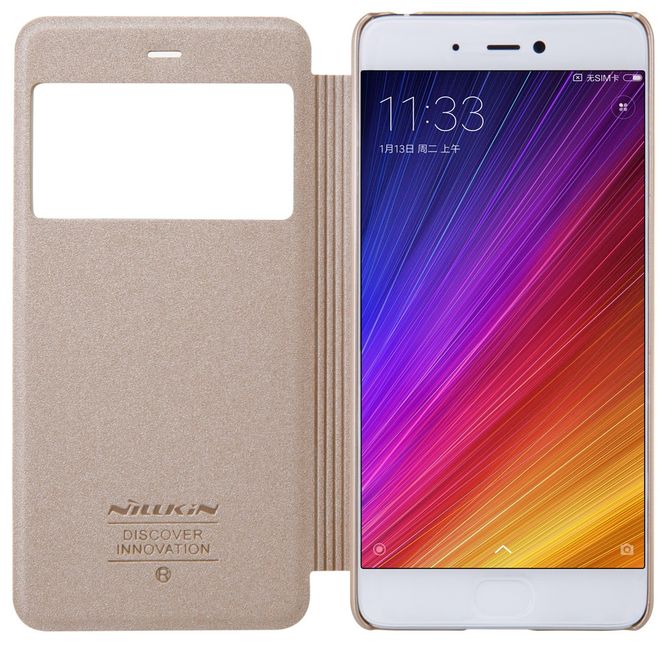 Nillkin - Case für Xiaomi Mi 5s - Hülle aus Leder - mit kleinem Fenster - Sparkle Series - gold