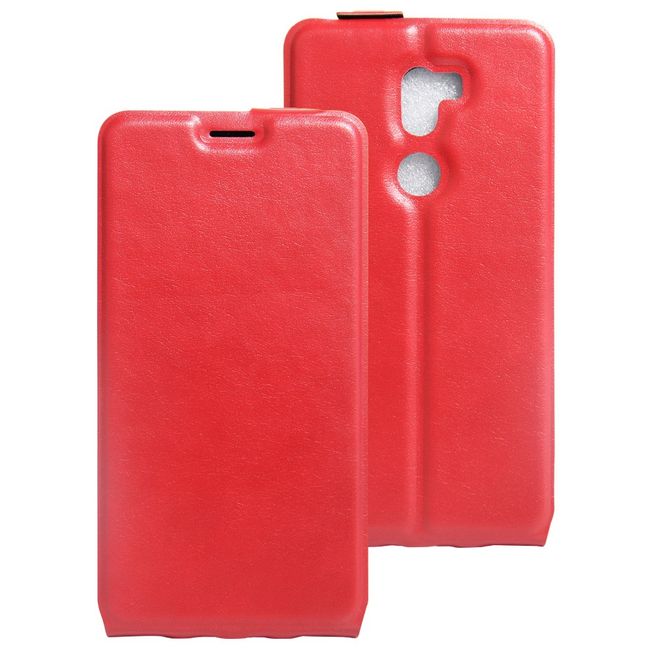 Handyhülle für Xiaomi Mi 5s Plus - Leder Flip Case - vertikal - mit Fotofach - rot