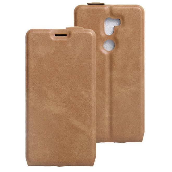 Handyhülle für Xiaomi Mi 5s Plus - Leder Flip Case - vertikal - mit Fotofach - braun