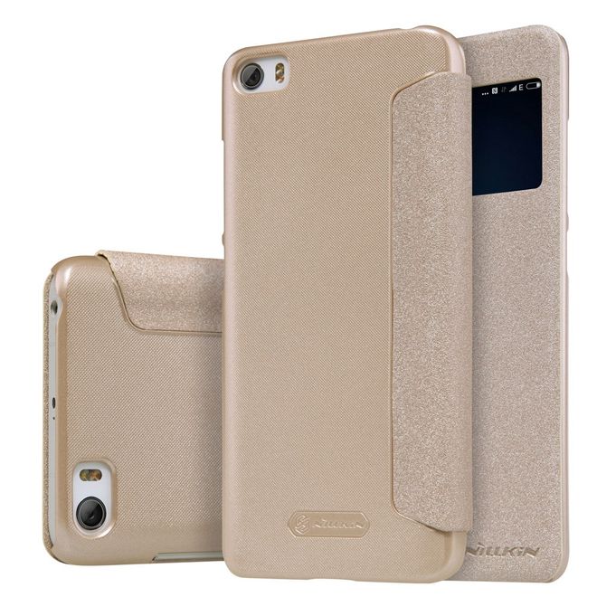 Nillkin - Xiaomi Mi 5 Handy Hülle - Case aus Leder - mit kleinen Fenster - Sparkle Series - gold
