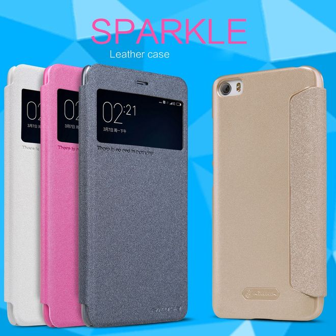 Nillkin - Xiaomi Mi 5 Handy Hülle - Case aus Leder - mit kleinen Fenster - Sparkle Series - gold