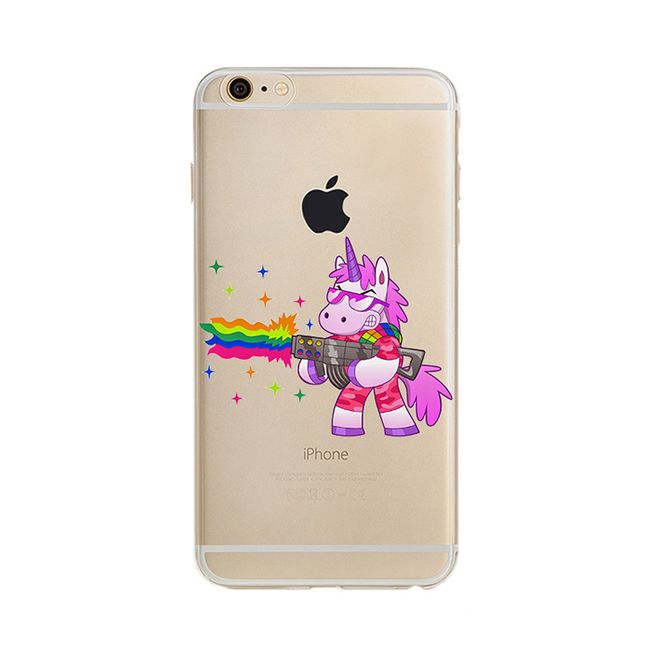 iPhone 5/5S/SE Handyhülle - Case aus biegsamem Plastik - Krasses Einhorn mit Waffe