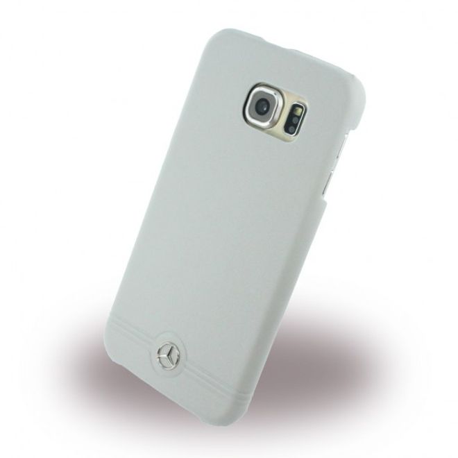 Samsung Galaxy S6 Mercedes Pure Line Front Grill Hart Plastik Case Hülle mit Lederüberzug - weiss