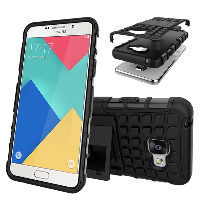 Samsung Galaxy A3 (2016) Handyhülle - Case aus TPU Plastik - mit Kickstand - schwarz