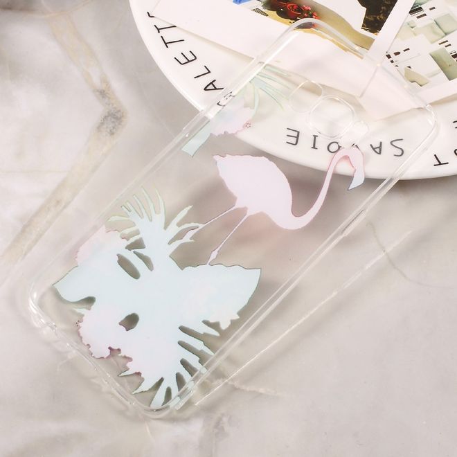 Samsung Galaxy S8 Hülle - Handycase aus flexiblem Plastik - Flamingo mit Blumen