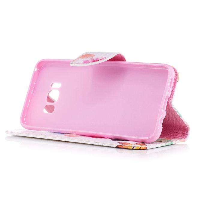Samsung Galaxy S8 Hülle - Handy Cover aus Leder - farbige Schmetterlinge und Blumen