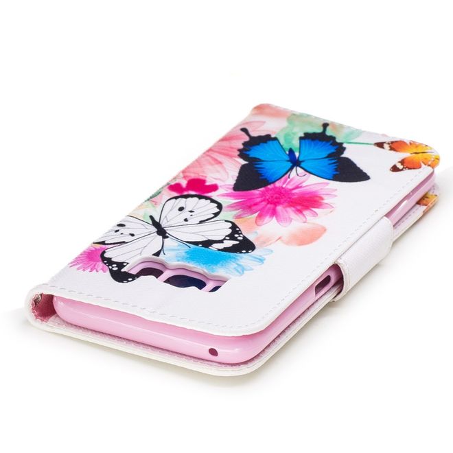 Samsung Galaxy S8 Hülle - Handy Cover aus Leder - farbige Schmetterlinge und Blumen