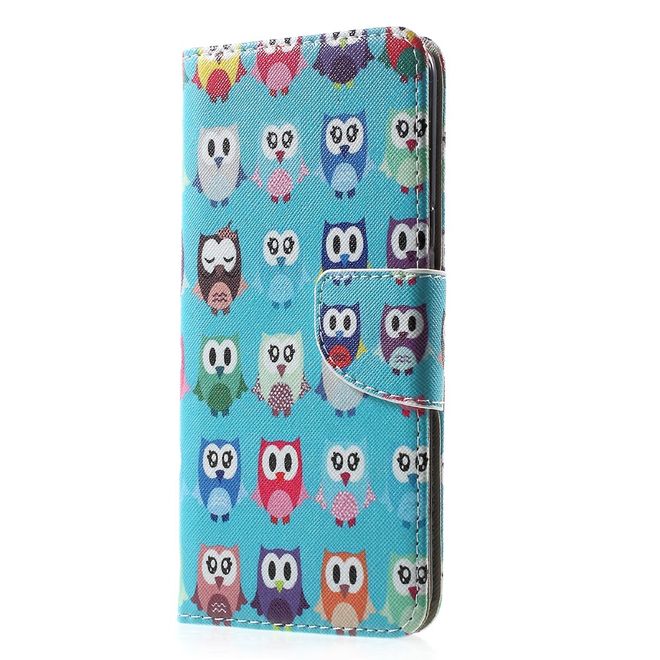 Samsung Galaxy S8 Plus Hülle - Handy Cover aus Leder - viele kleine Eulen