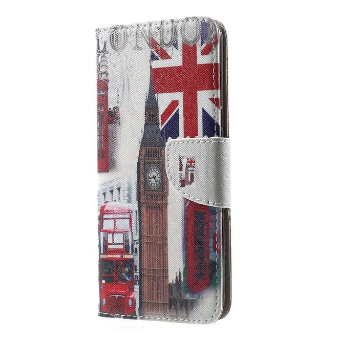 Samsung Galaxy S8 Plus Hülle - Handy Cover aus Leder - Big Ben und roter Bus in London